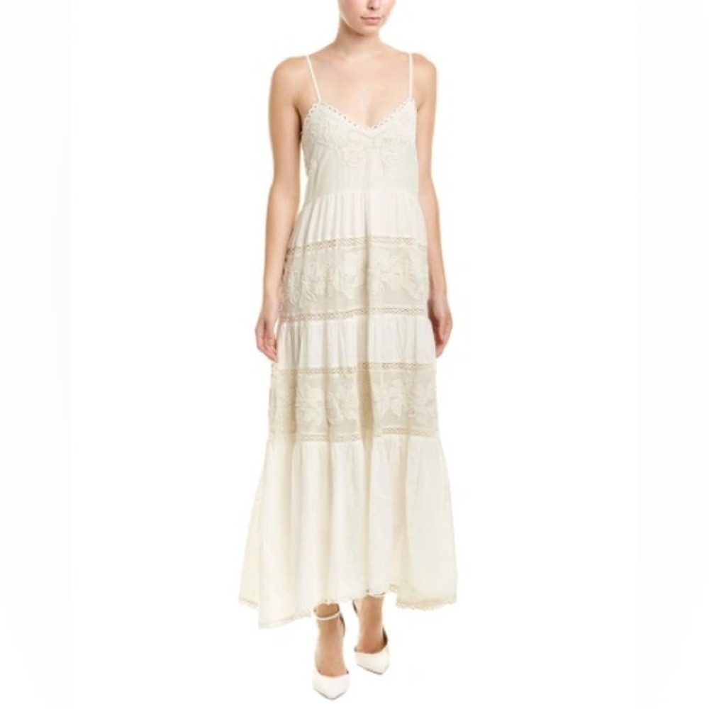 Love Sam Aurora Maxi Dress In Ivory Beaded Embroidery Boho NWT Size Small $355